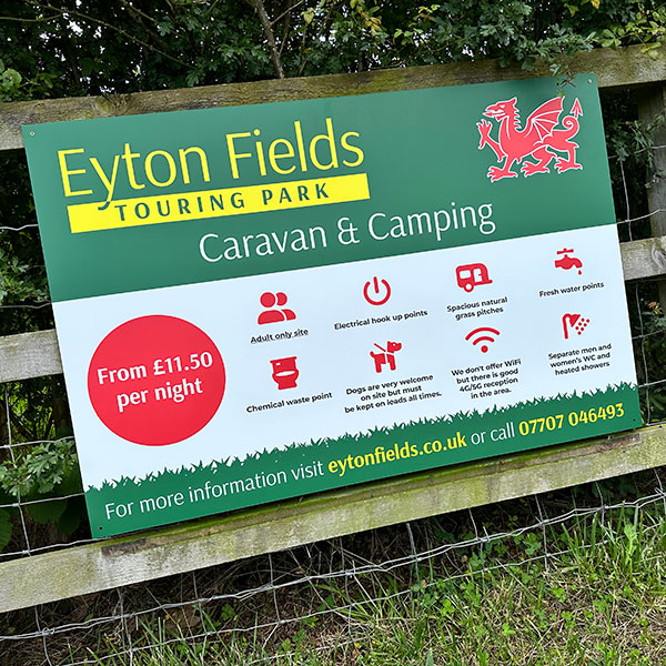 Eyton Fields Touring Park sign